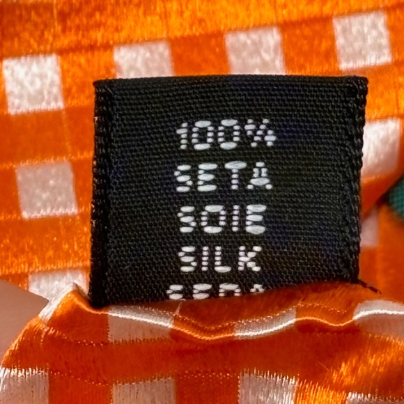 Zadi Andrew's Ties Mens Necktie Bold Orange White Check 100% Silk Made in Italy - Picture 6 of 6